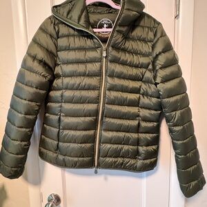 SAVE THE DUCK Green Quilted Puffer Jacket with Hood NWOT